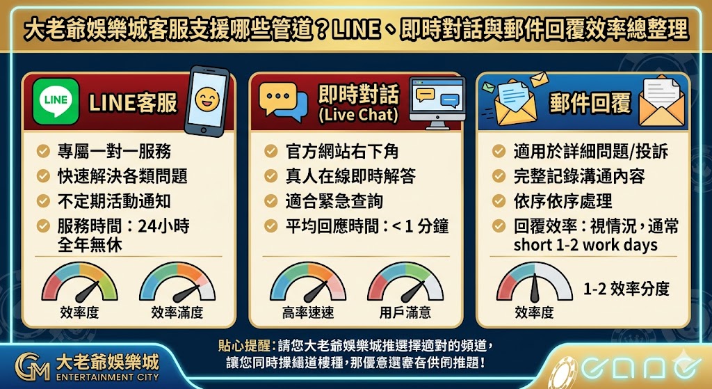 大老爺娛樂城客服支援哪些管道？LINE、即時對話與郵件回覆效率總整理