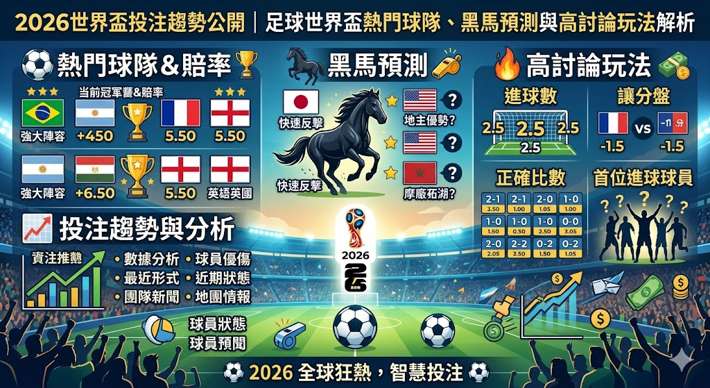 2026世界盃投注趨勢公開｜足球世界盃熱門球隊、黑馬預測與高討論玩法解析