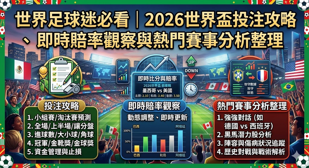 世界足球迷必看｜2026世界盃投注攻略、即時賠率觀察與熱門賽事分析整理