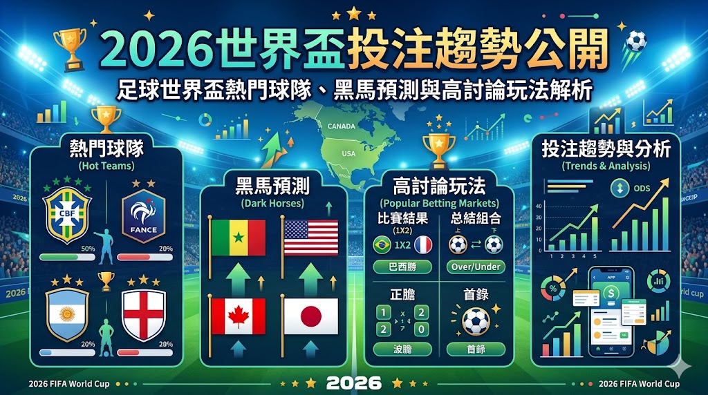 2026世界盃投注趨勢公開｜足球世界盃熱門球隊、黑馬預測與高討論玩法解析