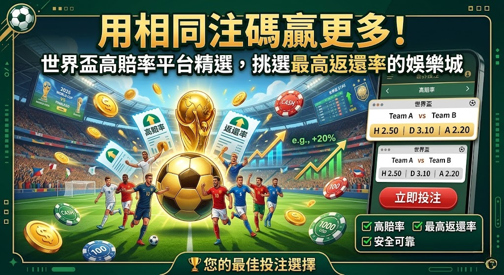 世界盃高賠率平台精選,挑選最高返還率的娛樂城