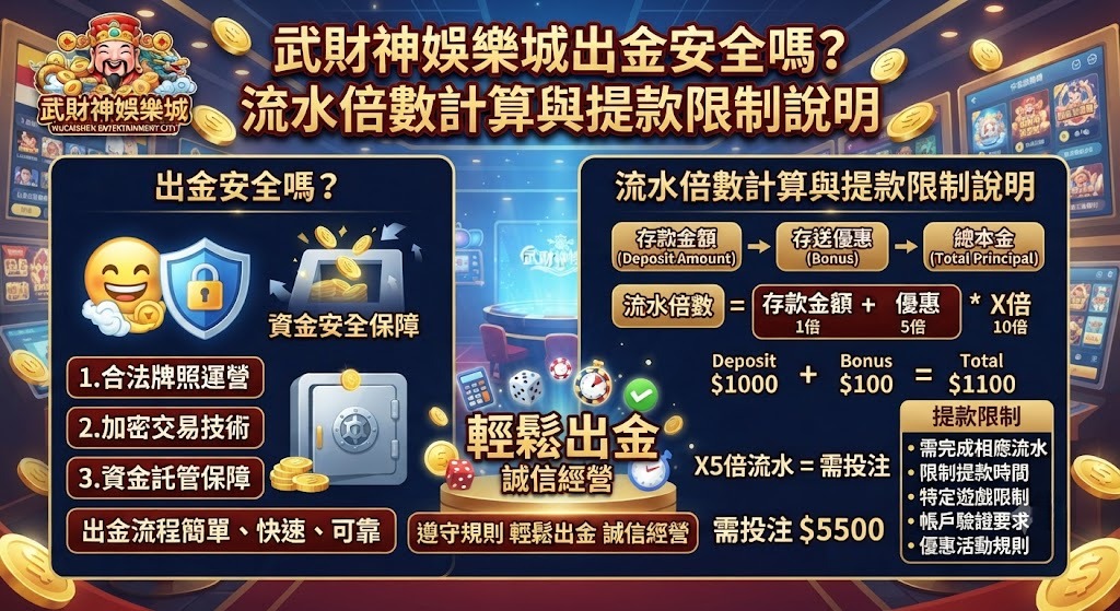 武財神娛樂城出金安全嗎？流水倍數計算與提款限制說明